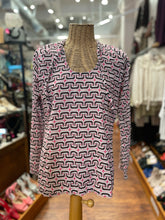 Load image into Gallery viewer, Erica Tanov Pink &amp; White Cotton Printed Gently worn Top, Size 2=M
