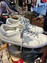 Load image into Gallery viewer, Golden Goose white & denim Leather Metallic laces sneakers, Size 38