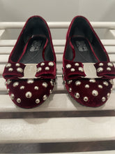 Load image into Gallery viewer, Ferragamo ruby red Velvet studded flats, Size 6/7 W/Box