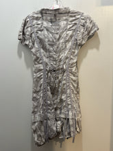 Load image into Gallery viewer, R867 Grey and white 100% cotton Squares utility style Bubble Hem Dress, Size 40