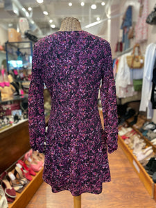Parker Purple Polyester Stretch Longsleeve Dress, Size M