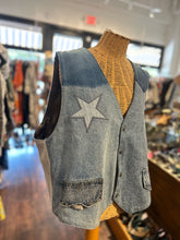 Load image into Gallery viewer, Levi's denim blue reversible Metallic button down Top