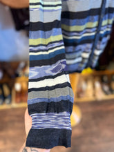 Load image into Gallery viewer, Missoni Navy & purple cotton & linen stripes lightweight Button Up Sweater