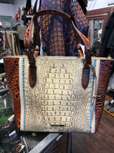 Load image into Gallery viewer, Brahmin beige & brown Leather reptile texture Tote Purse