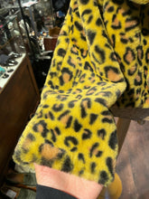 Load image into Gallery viewer, Alembika Yellow & Black faux fur Leopard print Cropped NWT Coat, Size M