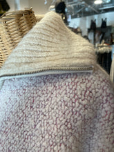 Load image into Gallery viewer, ISABEL MARANT cream & lilac Wool Blend fuzzy Collar Zipper Sweater