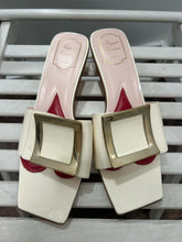 Load image into Gallery viewer, Roger Vivier Ivory Leather Size 41 Open Toe buckle detail Shoe