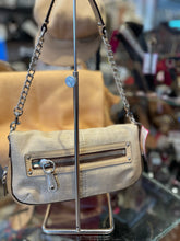 Load image into Gallery viewer, Coach Beige Leather Silver Chain Flap Purse
