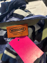 Load image into Gallery viewer, Missoni Navy & purple cotton & linen stripes lightweight Button Up Sweater
