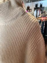Load image into Gallery viewer, kayne Tan wool cashmere blend half zip Ribbed Sweater, Size L
