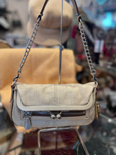 Load image into Gallery viewer, Coach Beige Leather Silver Chain Flap Purse
