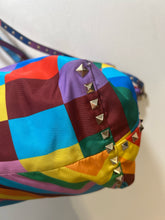 Load image into Gallery viewer, Valentino multi color Nylon Checkered Large Tote W/Gold Studs, AS IS