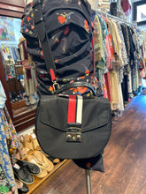 Load image into Gallery viewer, FURLA Black/Red/Beige Nylon Stripe crossbody Purse