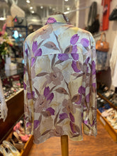 Load image into Gallery viewer, VINCE Champagne &amp; Pink Silk Printed Button Down Longsleeve Top, Size L
