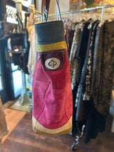 Load image into Gallery viewer, Coach blue,green & purple Suede & leather Patchwork monogram lining Tote Purse, Gently Worn