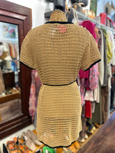 Load image into Gallery viewer, STAUD Tan & Black Woven trim design wrap cover up Dress
