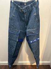 Load image into Gallery viewer, Girbaud Blue Cotton Denim Logo Baggy Jeans, Size 32