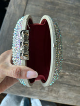 Load image into Gallery viewer, Christian Louboutin beige & silver swarovski crystals clutch Purse, AS IS missing strap