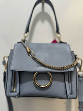 Load image into Gallery viewer, CHLOE Dusty Blue Leather Logo Size Small crossbody Purse