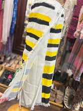 Load image into Gallery viewer, Marni white,black&yellow Cotton brush strokes Wrap aroud waist frayed Skirt