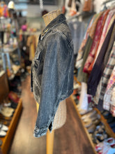 Load image into Gallery viewer, Marc Jacobs Black Cotton Denim Cropped "Disney" embellished Jacket, Size S