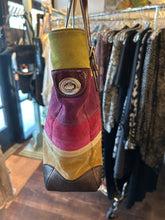 Load image into Gallery viewer, Coach blue,green & purple Suede & leather Patchwork monogram lining Tote Purse, Gently Worn
