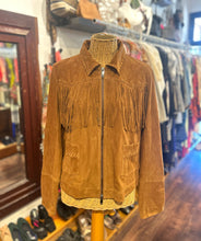 Load image into Gallery viewer, Overland Brown Suede Fringe double zip Jacket