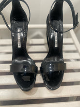 Load image into Gallery viewer, Manolo Blahnik Black Patent Leather Wedge sandal, Dusters Incl.,Size 38.5