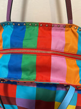 Load image into Gallery viewer, Valentino multi color Nylon Checkered Large Tote W/Gold Studs, AS IS