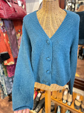 Load image into Gallery viewer, Nation LTD Teal Alpaca Wool Blend knit Button up v neck Sweater, Size L