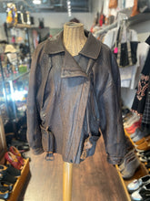 Load image into Gallery viewer, Michael Hoban Brown genuine leather worn in look belted Jacket, AS IS tear in lining, Size L
