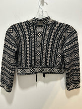 Load image into Gallery viewer, Moschino Black & Tan Wool knit Nordic Bolero Embellished Top, Size 8