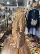Load image into Gallery viewer, Hazel Brown Gold & Yellow Silk Floral Top CURRENT, Size M