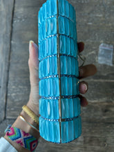 Load image into Gallery viewer, La Regale Blue Glass Mosaic clutch Purse W/removable chain strap