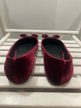 Load image into Gallery viewer, Ferragamo ruby red Velvet studded flats, Size 6/7 W/Box