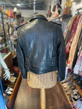Load image into Gallery viewer, zadig & voltaire Black Leather stud accents Asymmetrical cropped Jacket, Size S