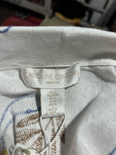Load image into Gallery viewer, Caroline Constas White Linen embroidered button down short sleeve Top