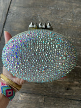 Load image into Gallery viewer, Christian Louboutin beige & silver swarovski crystals clutch Purse, AS IS missing strap