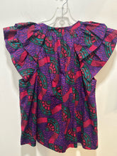 Load image into Gallery viewer, Ulla Johnson pink and purple Cotton Print Short sleeve V cut Top