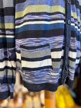 Load image into Gallery viewer, Missoni Navy & purple cotton & linen stripes lightweight Button Up Sweater