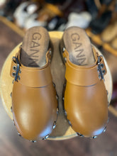Load image into Gallery viewer, Ganni almond Leather W/Studs clog, AS IS-inserts,Size 38
