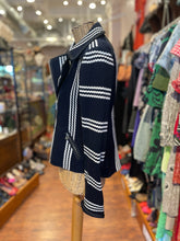 Load image into Gallery viewer, Veronica Beard Navy &amp; White Knit Stripe Side Zipper Blazer, Size S
