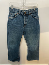 Load image into Gallery viewer, CHLOE Blue Cotton Denim brown acccents wide leg Jeans