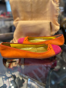 Prada Orange/Pink Leather Flats, Size 39