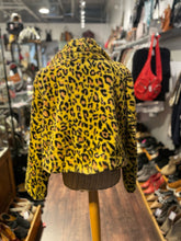 Load image into Gallery viewer, Alembika Yellow & Black faux fur Leopard print Cropped NWT Coat, Size M