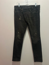 Load image into Gallery viewer, R13 Dark Wash assym. button Distressed Skinny Jeans, Size 27