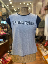 Load image into Gallery viewer, Vintage Versace Sport Gray &amp; Blue Print T Shirt, Size M (runs small)
