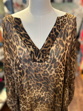 Load image into Gallery viewer, Nili Lotan brown & black Silk Leopard kaftan sheer Dress, Size M/L