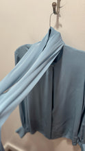 Load image into Gallery viewer, argent Blue Silk blouse W/Neck Tie Top Current, Size S