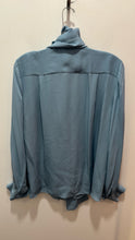 Load image into Gallery viewer, argent Blue Silk blouse W/Neck Tie Top Current, Size S